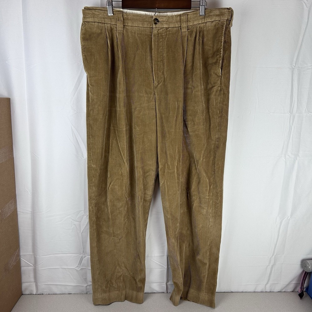 LL Bean Corduroy‎ Pants Mens 38x32 Tan Comfort Waist Stretch 100% Cotton Casual